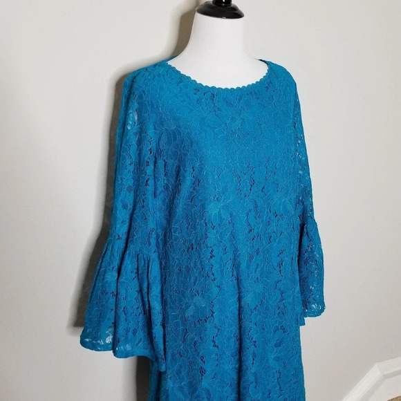 NWT Laundry Shelli Segal Bell Sleeve Lace Dress 8 - Picture 3 of 8